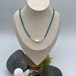 GKS - Grace K Studio FW Pearl + Blue Apatite 16" + 2" Ext GF Necklace