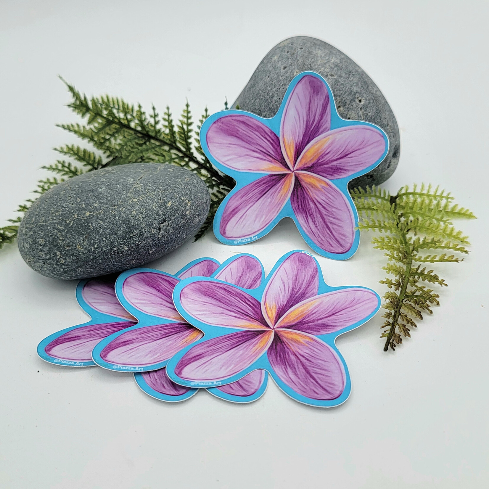 Piazza Art Plumeria Large @Piazza.Art Vinyl Sticker 3 1/2”