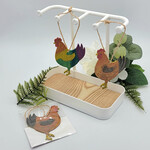 Piazza Art Rooster Wood Ornament - painted wood, uv seal, 3-4"