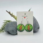 Piazza Art Red Heliconia Piazza Art Stainless Steel Circle Earrings