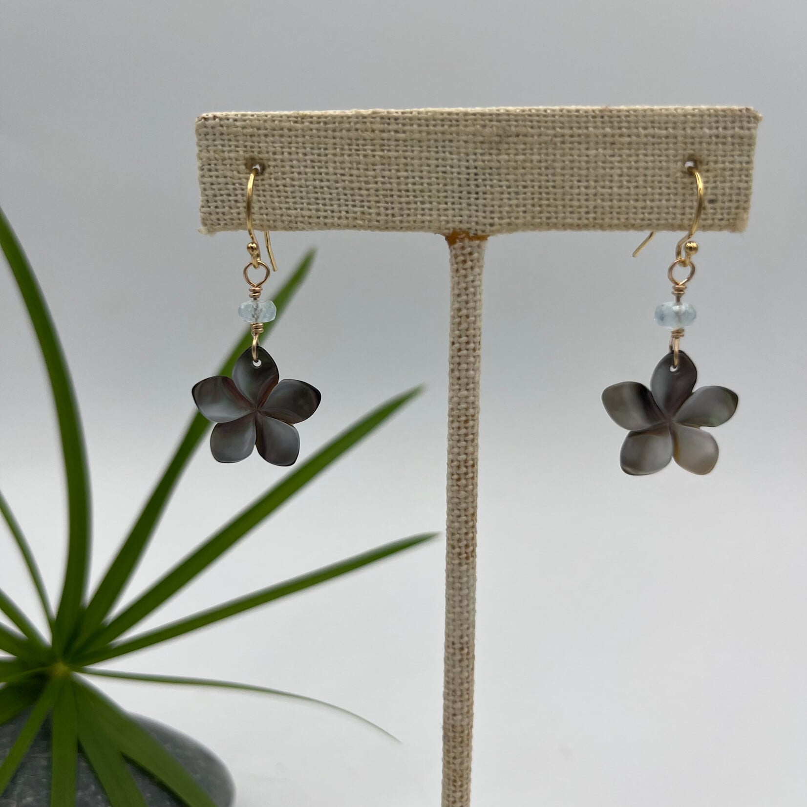 GKS - Grace K Studio Aquamarine + MOP Plumeria GF Earrings
