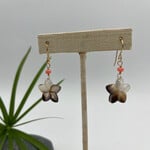 GKS - Grace K Studio MOP Plumeria + Coral Bead GF Earrings