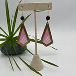 GKS - Grace K Studio Palaka Pink Triangle + Sandalwood Bead Coated Brass Earrings