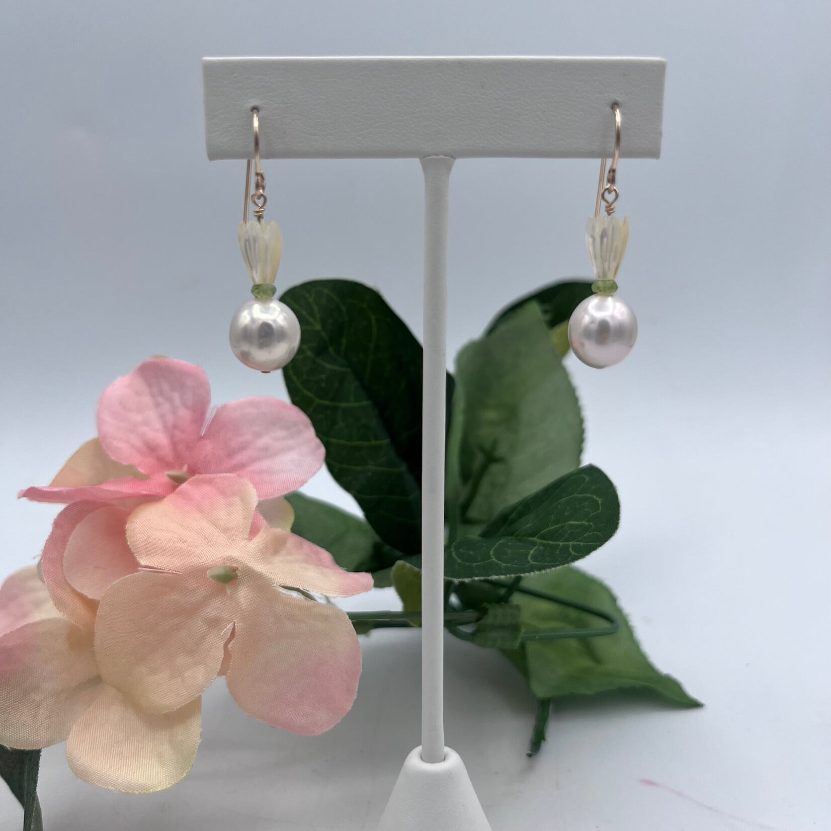 GKS - Grace K Studio Pineapple Pearl + Carved MOP + Peridot GF Earrings