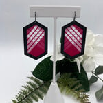 GKS - Grace K Studio Red Palaka + Black Plated Hexagon + Koa Bead + Niobium Plated Ear Wire Earrings