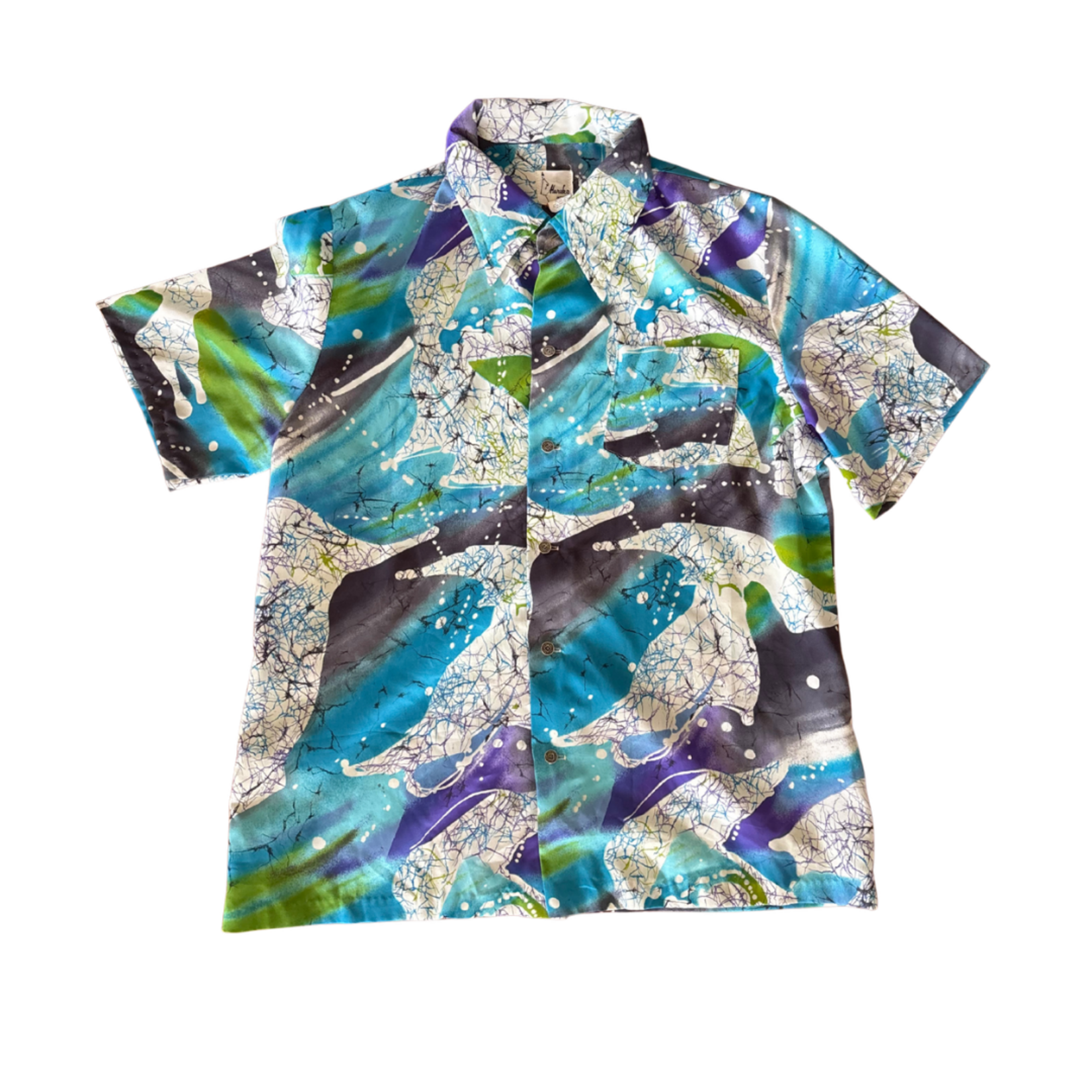 Mission Zero Men’s Vintage Aloha Shirt - L - Haruko - Abstract Ocean