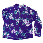 Mission Zero Men’s Aloha Long Sleeve Shirt - XL - Purple Orchids - Made in Hawaii