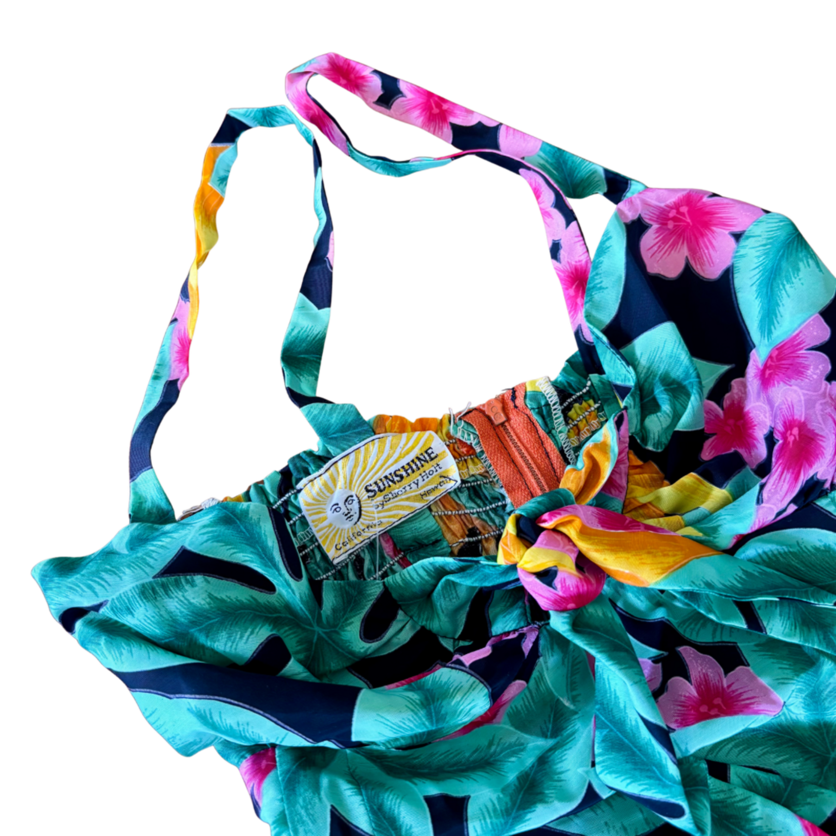 Mission Zero Woman’s Vintage Long Dress - Small - Sunshine by Sherry Holt - Pineapple Floral
