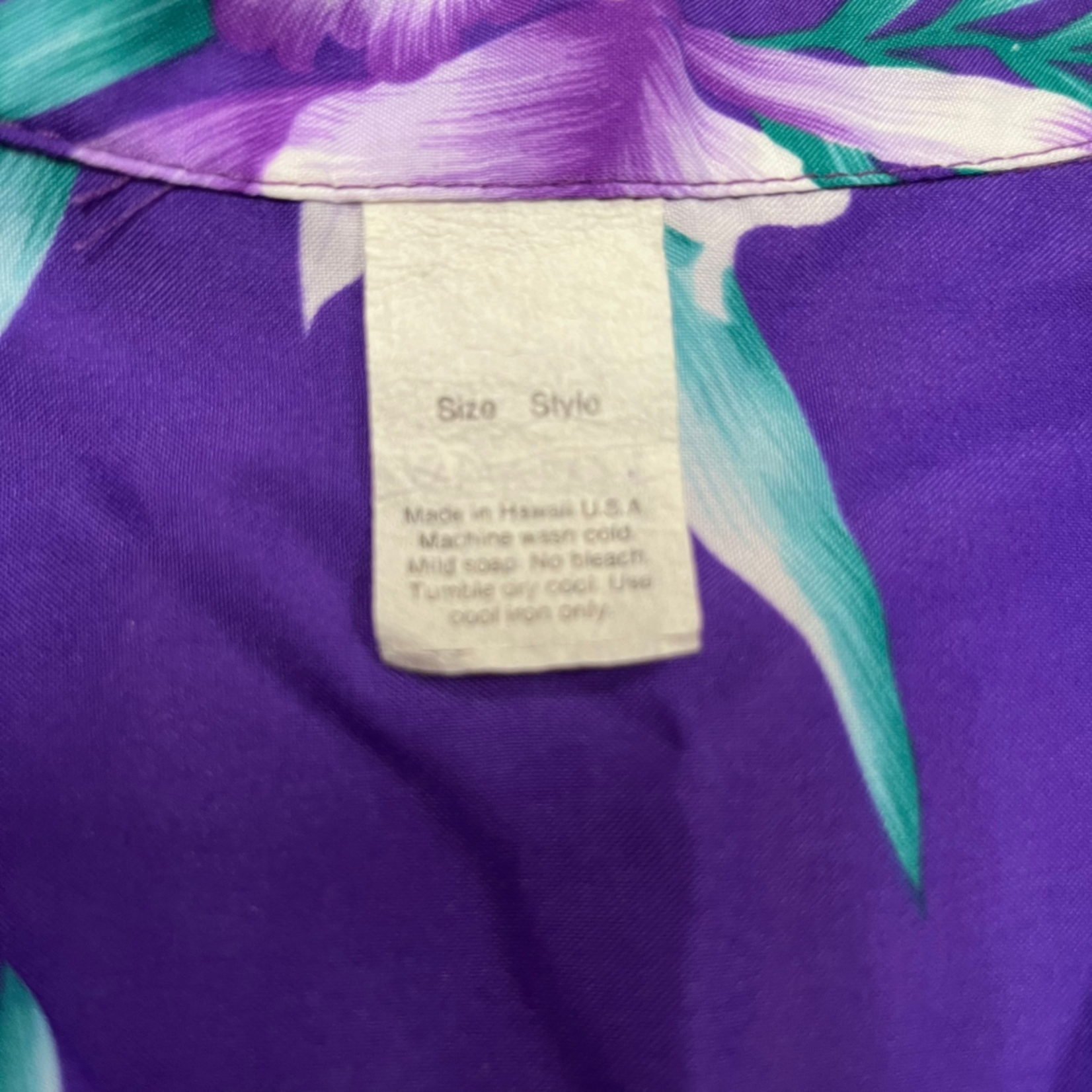 Mission Zero Men’s Aloha Long Sleeve Shirt - XL - Purple Orchids - Made in Hawaii