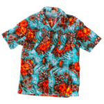 Mission Zero Men's ReLoved Aloha Shirt - As Is -Orange Hibiscus on Ocean - Large