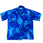 Mission Zero Men's Vintage Aloha Shirt - Kawiki of Hawaii- Blue Abstract - XL