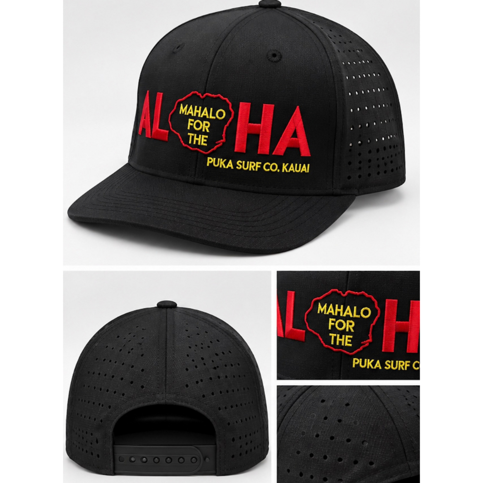Puka Surf Co. Hawaii Black Waterman - Mahalo Aloha Snapback