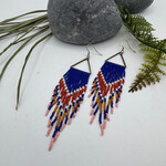 Paper & Thread Copper Triangle Top - Red and Blue - Sterling Silver - 4.5in