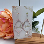 Little McKfarm Herkimer Diamond + Rose  GP Teardrop Hoop Earrings