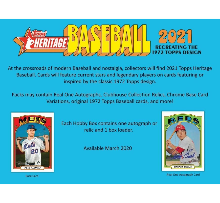 2021 TOPPS HERITAGE BASEBALL HOBBY BOX