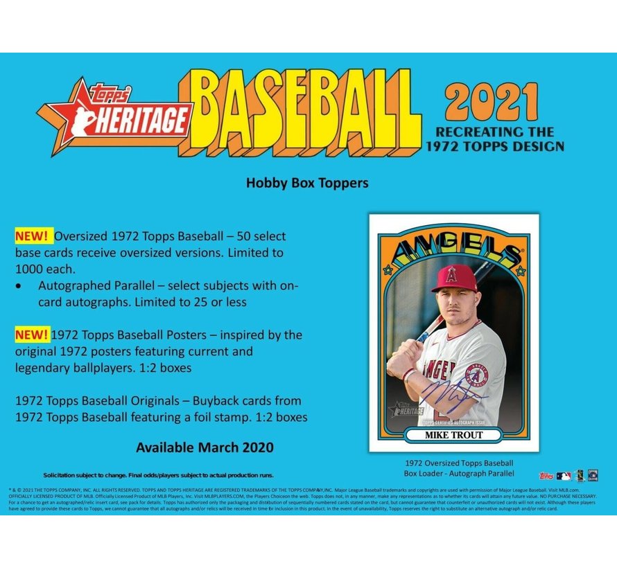 2021 TOPPS HERITAGE BASEBALL HOBBY BOX