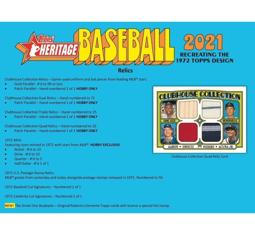 2021 TOPPS HERITAGE BASEBALL HOBBY BOX