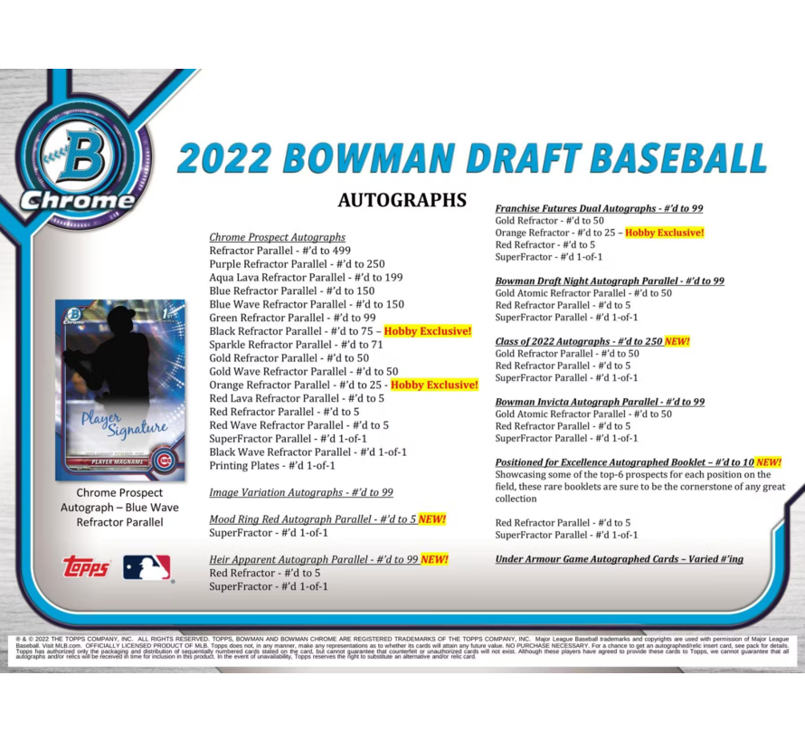 2022 BOWMAN DRAFT AND PROSPECT BASEBALL HOBBY BOX CanCentral Sports