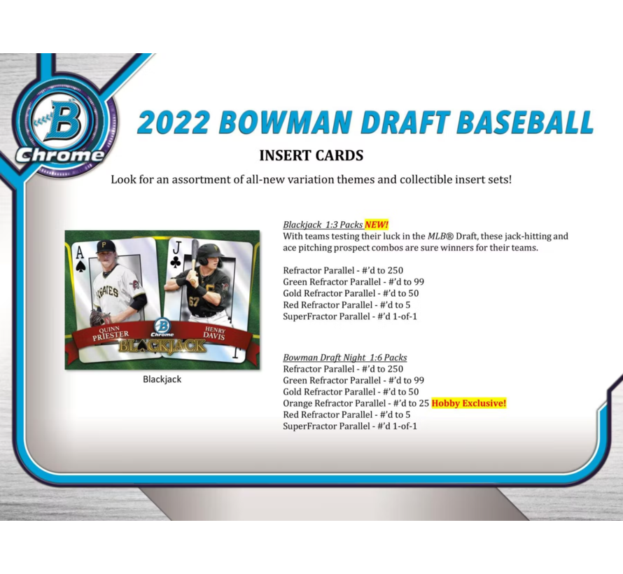 2022 BOWMAN DRAFT AND PROSPECT BASEBALL HOBBY BOX