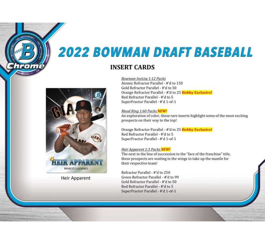 2022 BOWMAN DRAFT AND PROSPECT BASEBALL HOBBY BOX CanCentral Sports