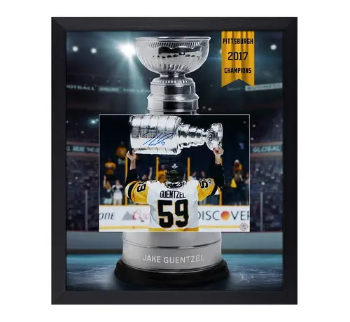 JAKE GUENTZEL SIGNED PITTSBURGH PENGUINS CUP CHAMPION GRAPHIC 23x27 FRAME
