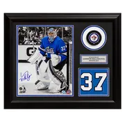 CONNOR HELLEBUYCK  WINNIPEG JETS SIGNED AVIATOR 20x24 NUMBER FRAME #/37