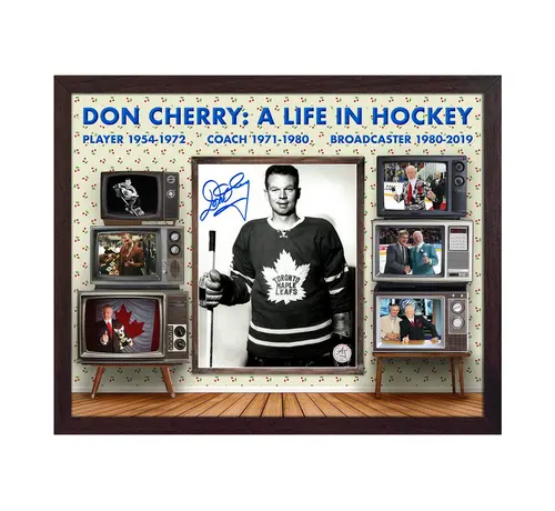 DON CHERRY SIGNED LIFE IN HOCKEY CLASSIC TV 25x31 GRAPHIC FRAME