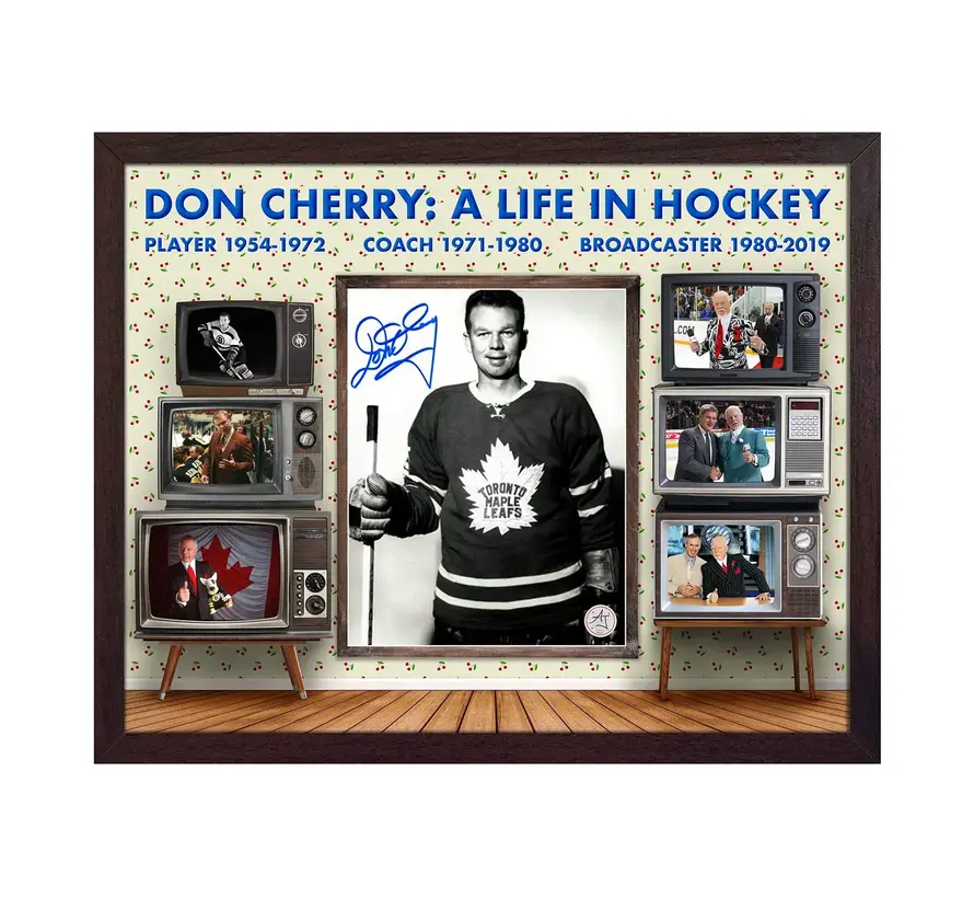 DON CHERRY SIGNED LIFE IN HOCKEY CLASSIC TV 25x31 GRAPHIC FRAME