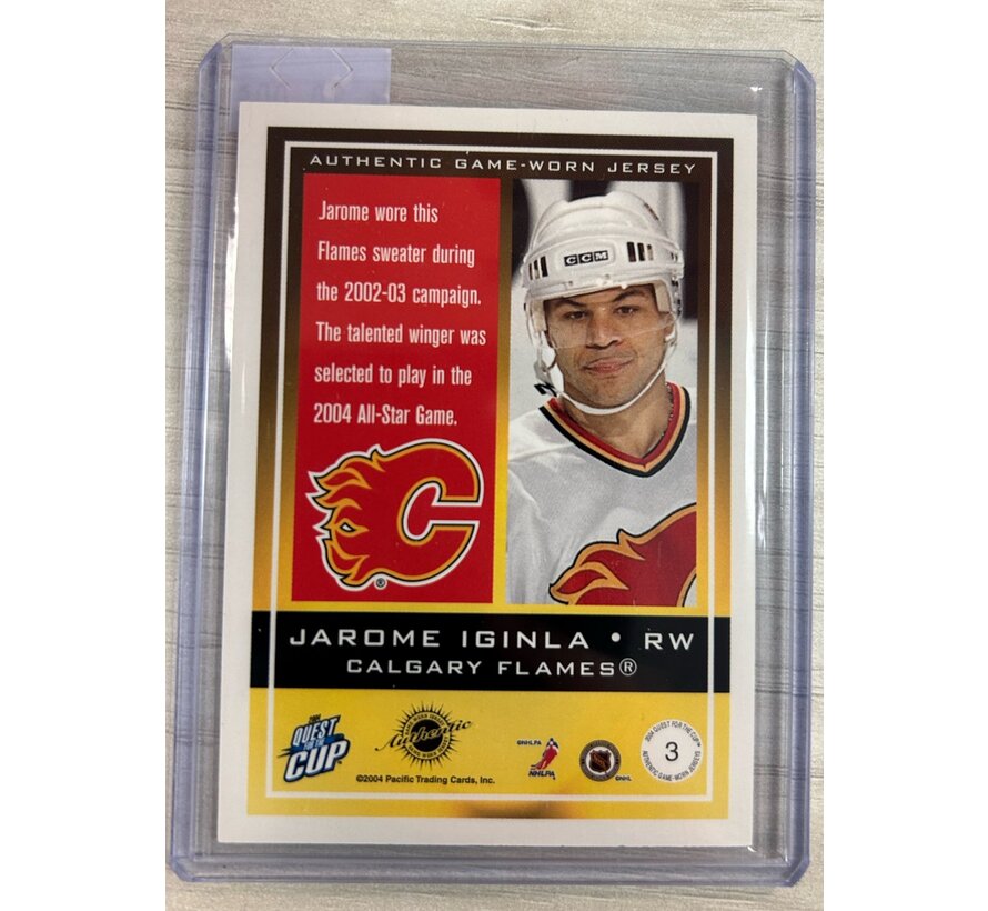 2003-04 PACIFIC QUEST FOR THE CUP JAROME IGINLA JERSEY /925