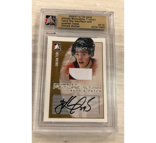 IN THE GAME 2006-07 IN THE GAME ULTIMATE MEMORABILIA  FUTURE STAR PATCH AUTO /10 JONATHAN TOEWS