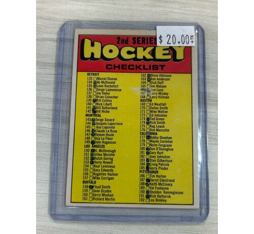 UPPER DECK 1971-71 2ND SERIES CHECKLIST