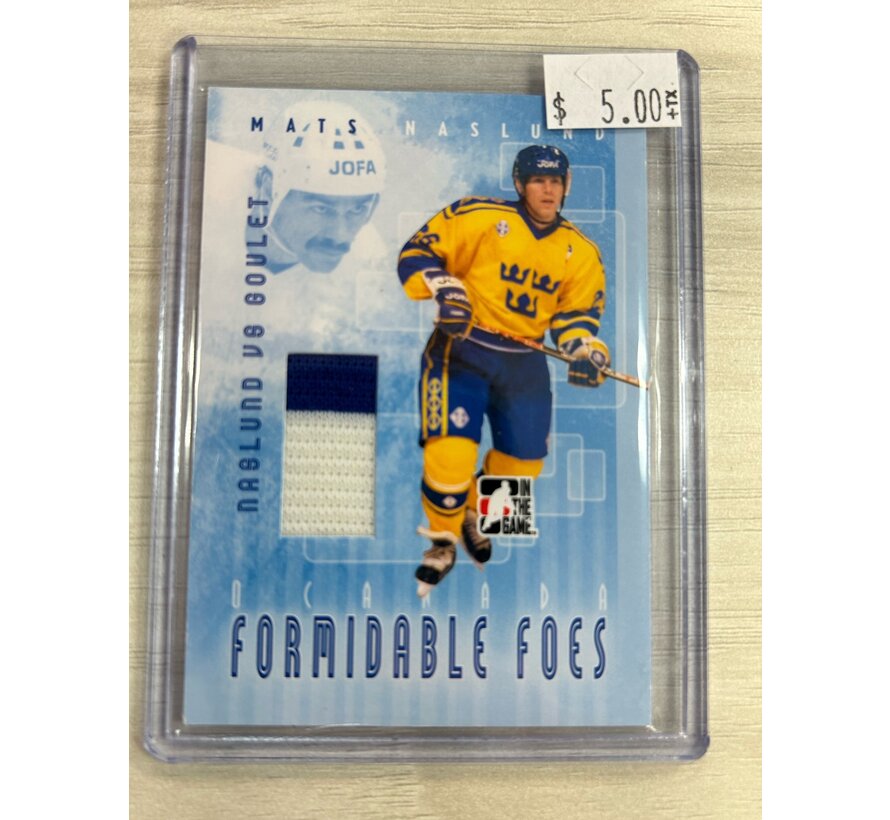 2007-08 IN THE GAME FORMIDABLE FOES M. GOULET VS M. NASLUND JERSEY CARD