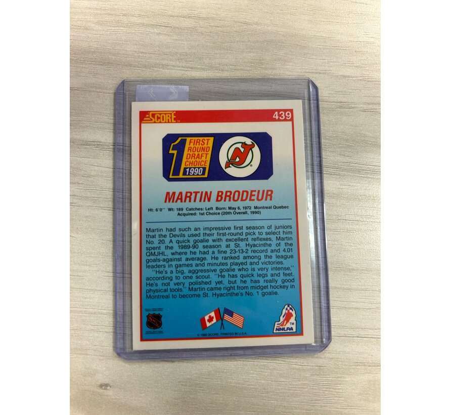 1990 SCORE HOCKEY MARTIN BRODEUR ROOKIE CARD