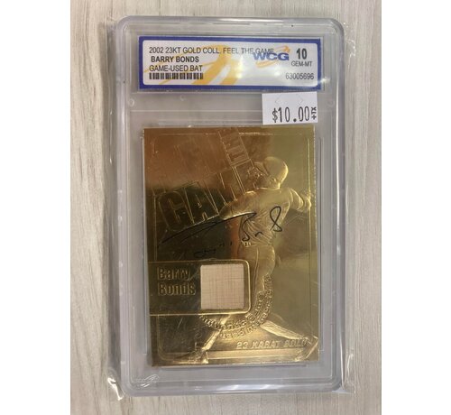 23KT COLLECTIBLES 2002 23KT GOLD GAME USED BAT BARRY BONDS WGC GRADED 10