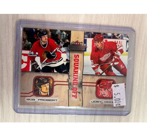 FLEER 2002-03 FLEER THROWBACKS  SQUARING OFF PROBERT/KOCUR