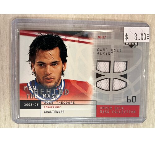 UPPER DECK 2002-03 UD MASK COLLECTION JOSE THEODORE QUAD JERSEY