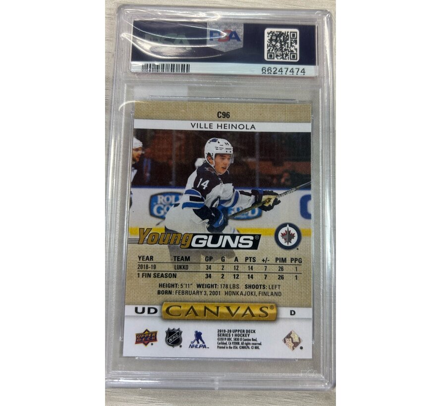 2019-20 UD SERIES 1 VILLE HEINOLA YOUNG GUNS CANVAS PSA GRADED 10