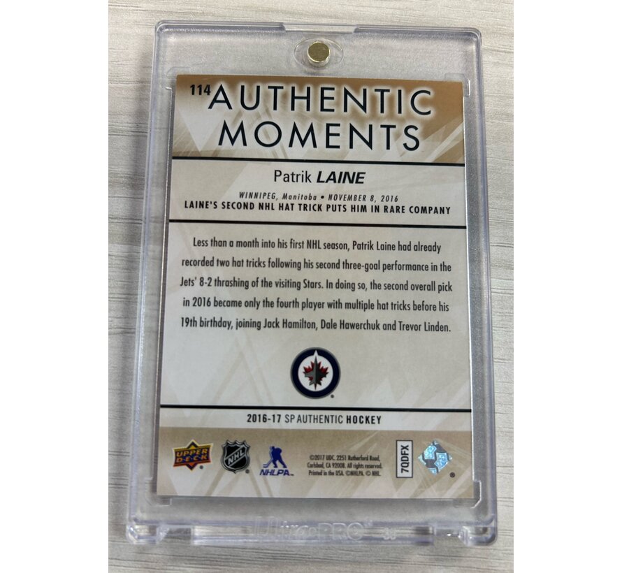 2016-17 SP AUTHENTIC PATRICK LAINE AUTHENTIC MOMENTS GOLD /99