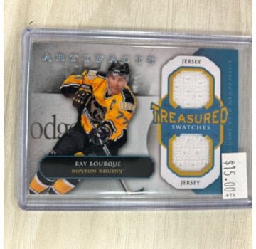 UPPER DECK 2013-14 ARTIFACTS TREASURED SWATCHES RAY BOURQUE DUAL JERSEY