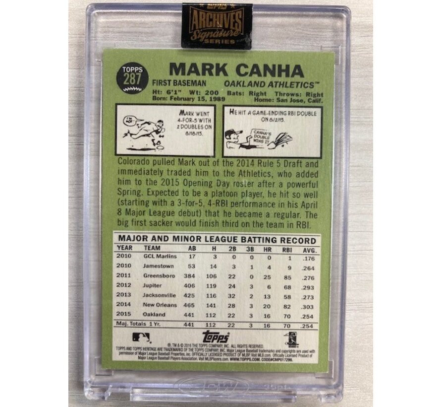 2021 TOPPS ARCHIVES SIGNATURE SERIES MARK CANHA 28/52