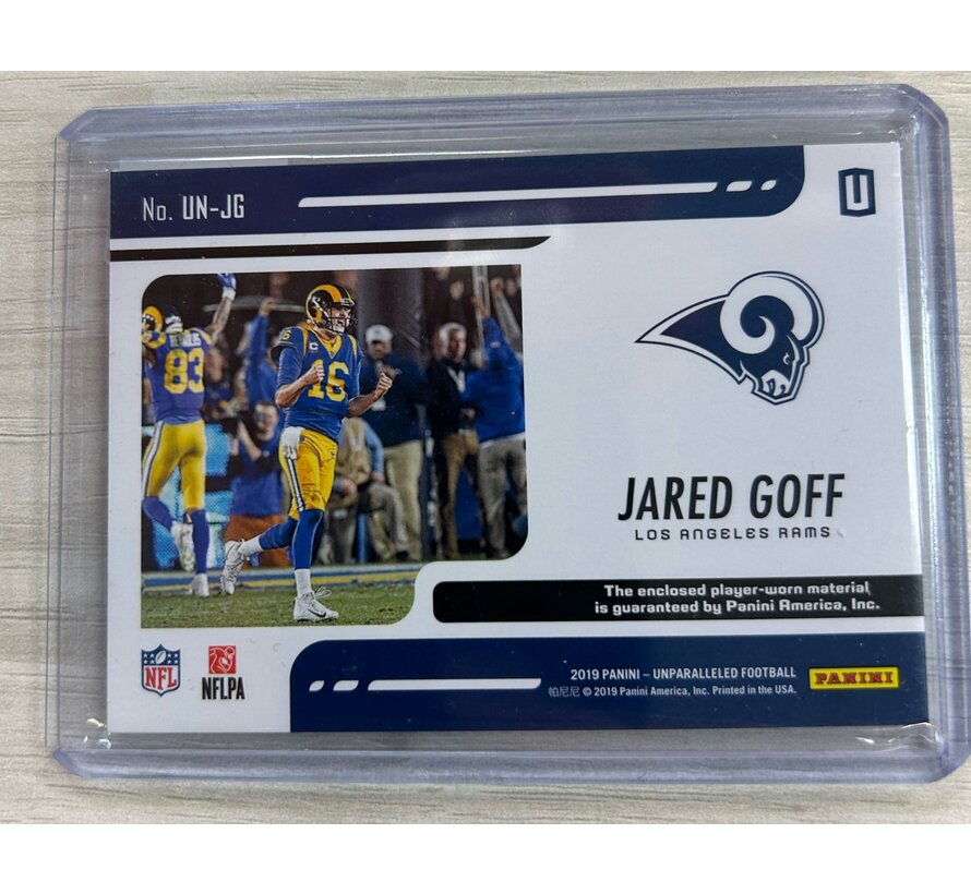 2019 PANINI UNPARALLELED  JARED GOFF UNDENIABLE JERSEY