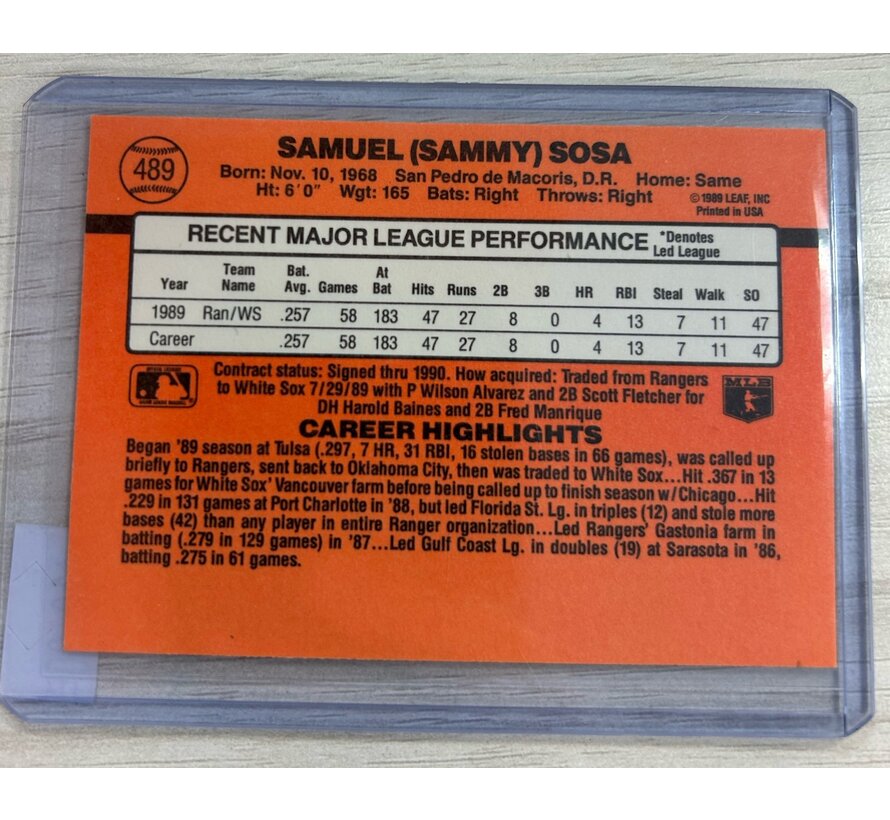 1990 DONRUSS SAMMY SOSA