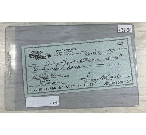 REGGIE JACKSON SIGNED CHECK * NO COA*