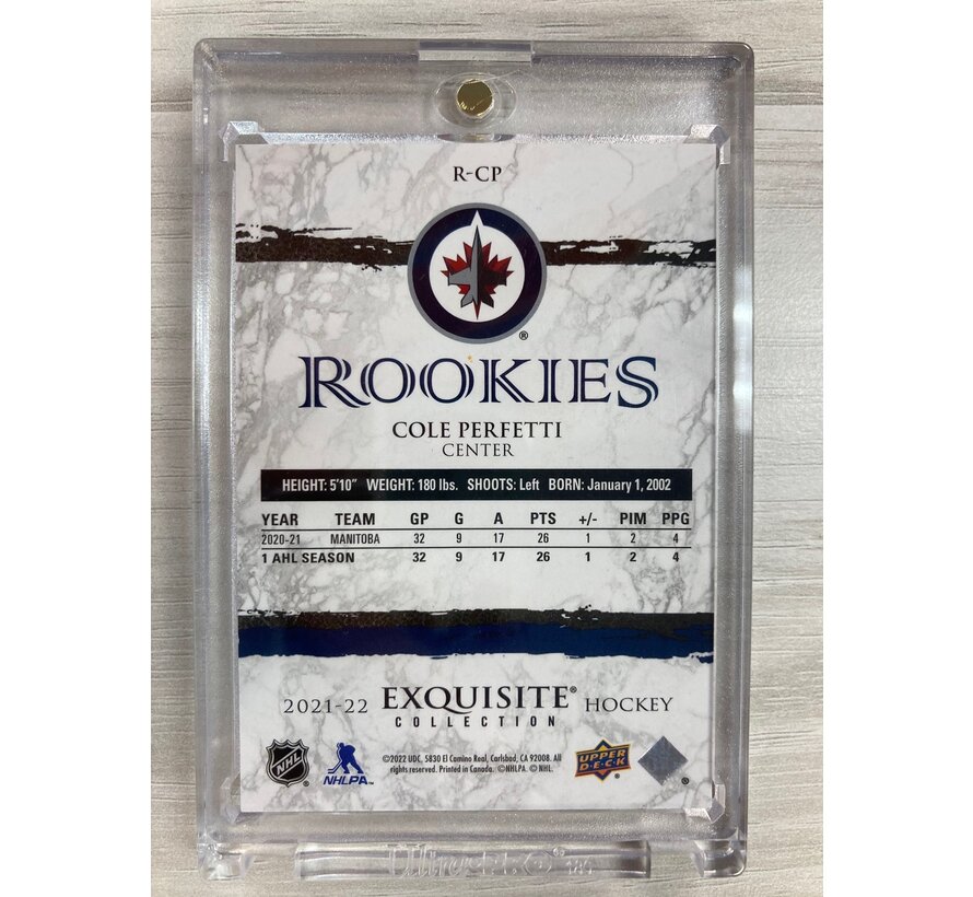 2021-22 EXQUISITE COLLECTION ROOKIES COLE PERFETTI 187/299 #R-CP