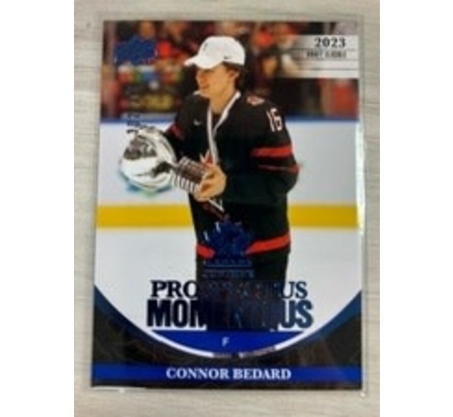 2023 UD TEAM CANADA JUNIORS CONNOR BEDARD PROSPECTUS MOMENTOUS BLUE /349