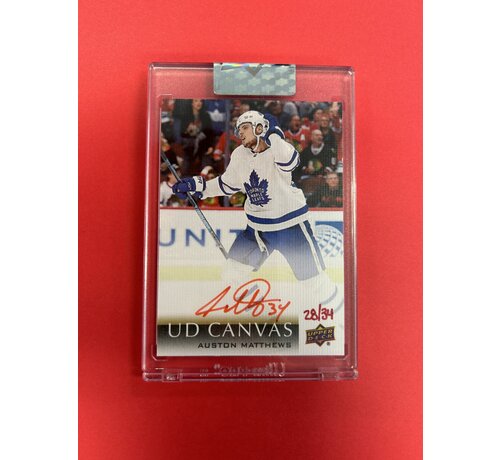 UPPER DECK 2018-19 CLEAR CUT UD CANVAS RED INK AUTO AUSTON MATTHEWS 28/34 #CS-AM