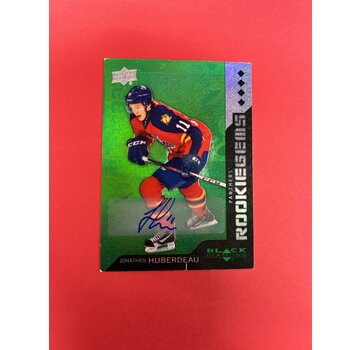 UPPER DECK 2013-14 UPPER DECK BLACK DIAMOND JONATHAN HUBERDEAU ROOKIE GEMS AUTOGRAPH GREEN /25