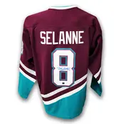 TEEMU SELANNE VINTAGE DUCKS HOCKEY SIGNED JERSEY PASTIME SPORTS COA