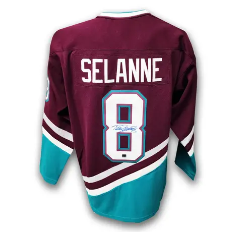 TEEMU SELANNE VINTAGE DUCKS HOCKEY SIGNED JERSEY PASTIME SPORTS COA