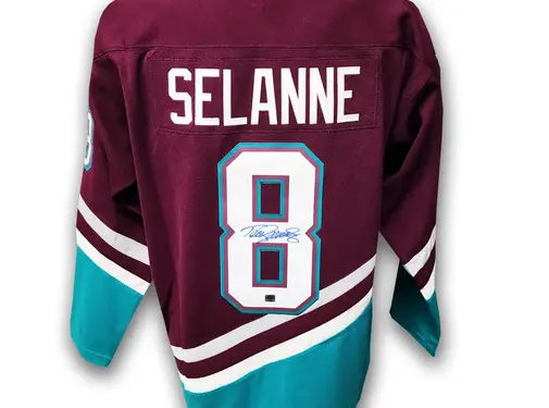 TEEMU SELANNE VINTAGE DUCKS HOCKEY SIGNED JERSEY PASTIME SPORTS COA